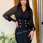 Robe Veste Noire avec Boutons Or