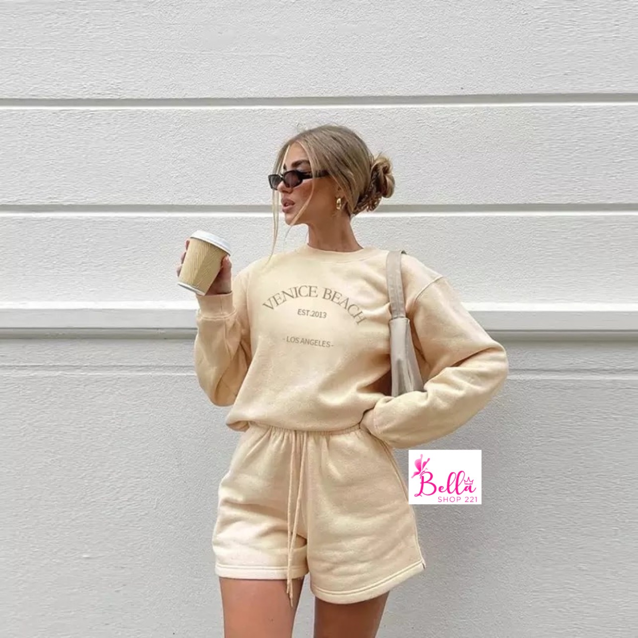 a81b9042-2535-43fe-9bb4-710e7b1f463c Ensemble Short & Sweat-shirt - Beige – Image 1