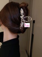 Pince à cheveux fleur - argenté