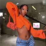 Top crop en tricot - orange – Image 3