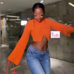 Top crop en tricot - orange – Image 4