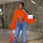 Top crop en tricot - orange