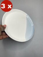 Lot de 3 assiettes à bordures droit - bleu