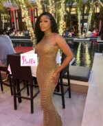 Luxury dress avec strass - doré – Image 12