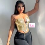 Crop top bustier avec lacets - doré métallique – Image 6