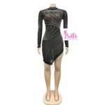 Mini luxury Dress avec strass & perles - noir blanc – Image 11