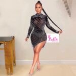 Mini luxury Dress avec strass & perles - noir blanc – Image 10