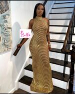Luxury dress avec strass - doré – Image 11