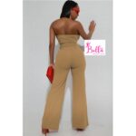 Combinaison bas large avec ceinture - beige – Image 2