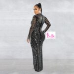 Luxury dress longue manche avec strass & Perles – Image 4