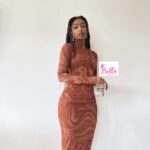 Robe Longue Manche - marron – Image 4
