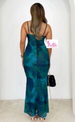 Robe avec lacets devant - turquoise multicolore – Image 9