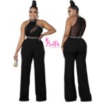 Combinaison avec partie invisible - Noire avec motifs blanc
