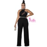 Combinaison avec partie invisible - Noire avec motifs blanc – Image 4