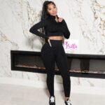 Ensemble pantalon & top crop - Noir – Image 2