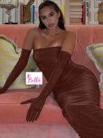 Robe avec gants - marron – Image 9