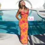 Robe avec lacets devant - Orange multicolore – Image 4
