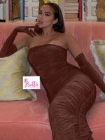 Robe avec gants - marron – Image 8