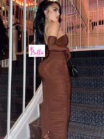 Robe avec gants - marron – Image 2