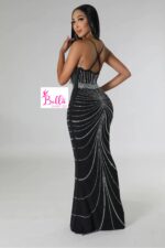 Luxury dress avec strass - Noir – Image 6