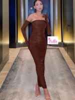 Robe avec gants - marron – Image 5
