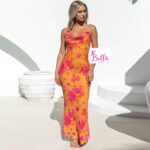 Robe avec lacets devant - Orange multicolore – Image 3