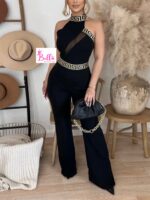 Combinaison avec partie invisible - Noire avec motifs blanc – Image 6