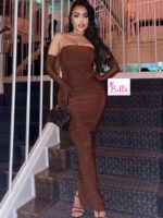 Robe avec gants - marron