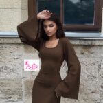 Robe avec taille ceintrée - marron