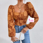 Crop top avec Manche longue - marron multicolore – Image 4