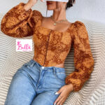 Crop top avec Manche longue - marron multicolore – Image 2