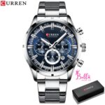Montre Curren HOMME - Argentée bleue (acier inoxydable)