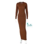 Robe longue manche - marron – Image 5
