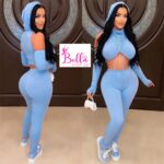 Ensemble pantalon & top avec capuche - bleu ciel