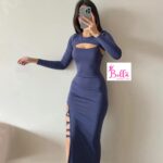 Ensemble robe avec lacets & haut court - bleu