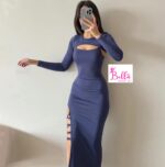 Ensemble robe avec lacets & haut court - bleu