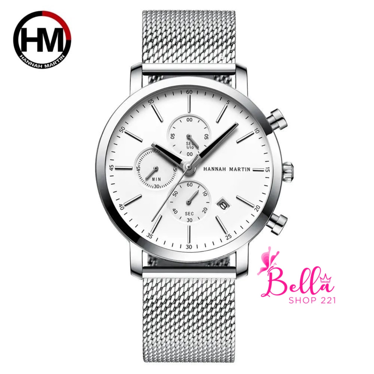 b36ceda0-6777-4276-809d-b0ccb6895977 Montre Hannah Martin HOMME - Argentée Blanc (Acier inoxydable) – Image 1