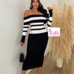 Robe pull - noir blanc