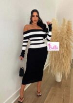 Robe pull - noir blanc