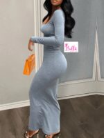 Robe longue manche - grise – Image 2