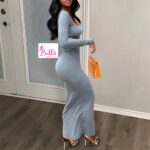 Robe longue manche - grise – Image 5