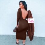 Robe longue manche avec dos échancré – Image 2