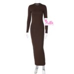 Robe longue manche - marron – Image 4