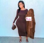 Robe longue manche avec dos échancré – Image 3