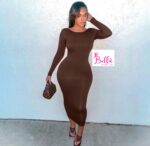 Robe longue manche avec dos échancré