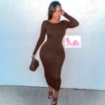 Robe longue manche avec dos échancré
