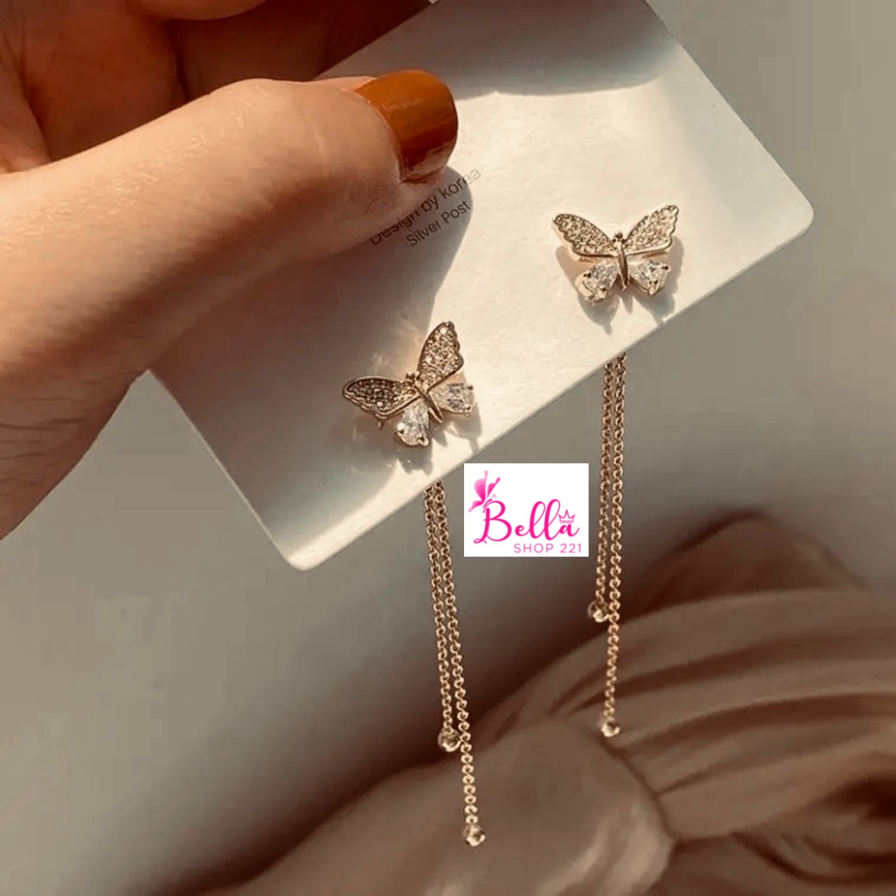 1157712f-34e7-4e7c-af56-3be9685f14a6 Boucles d’oreilles 2 en 1 papillons – Image 1