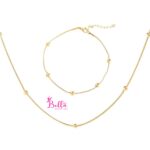 Ensemble collier & bracelet boules (acier au titane 18K)