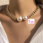 Collier ras de cou double perles (acier inoxydable)