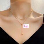 Collier superposé carrés (acier au titane) – Image 3